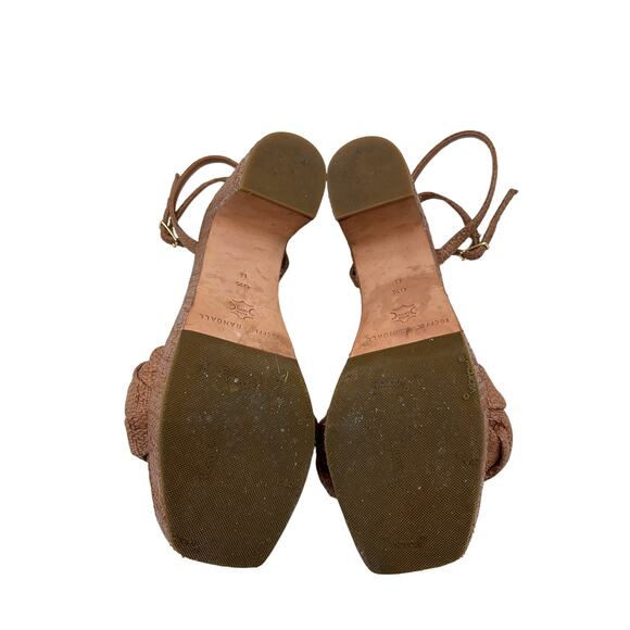 Loeffler Randall 'Fae' Brown Raffia Platform Sandals With Braid Size 6.5 - Picture 5 of 5